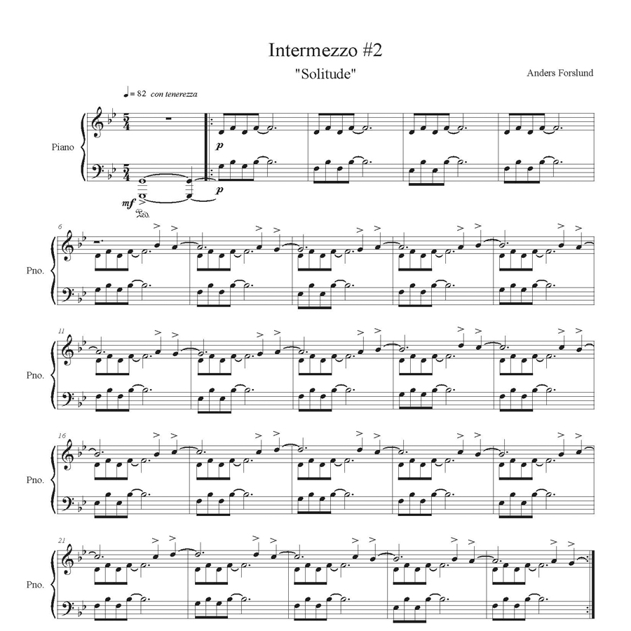 Intermezzo #2 ”Solitude” (for Piano Solo, 1 Page Digital Download)